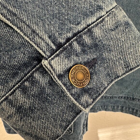 FTP Mens Frayed Denim Logo Chore Jean Jacket Size Large Blue Streetwear - Picture 7 of 13